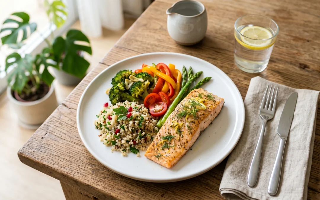 A plate with healthy foods